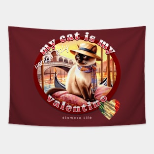 My Italian Valentine Cat Siamese Life 53Z Tapestry