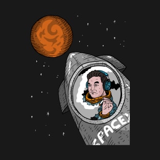 Elon Musk Rides Starship To Mars Fan Artwork Transparent Background T-Shirt