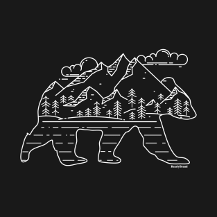 Mountain Scene Bear for Campers and Hikers with Clouds | BearlyBrand T-Shirt