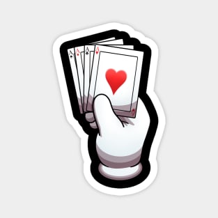 Cartoon Hand With Glove Holding Pack Of Cards Magnet