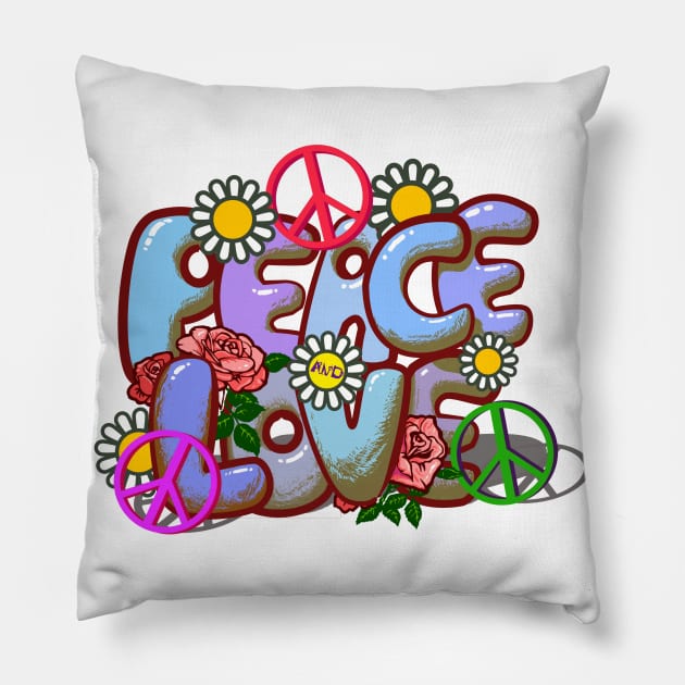 Peace and Love Pillow by Lizarius4tees