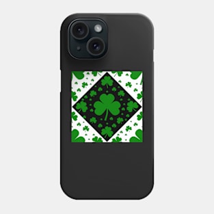 Green, White and Black Shamrock Pattern Phone Case