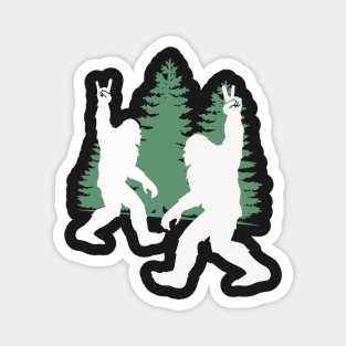 Bigfoot and Sasquatch Crossing Paths in the Woods, Yeti, Yowi, Funny, Science Fiction, Sasquatch Design, Cryptid, Cryptozoology Magnet