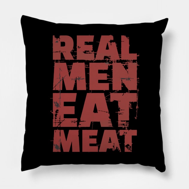 Real Men Eat Meat - BBQ Pillow by Vector-Artist