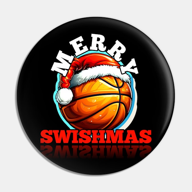 Merry Swishmas Basketball Christmas Pin by MaystarUniverse