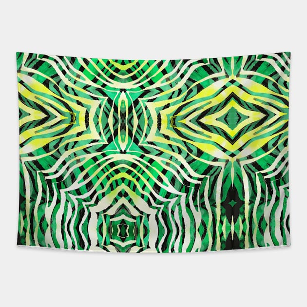 Green Abstract Stirpes Tapestry by Kiroiharu