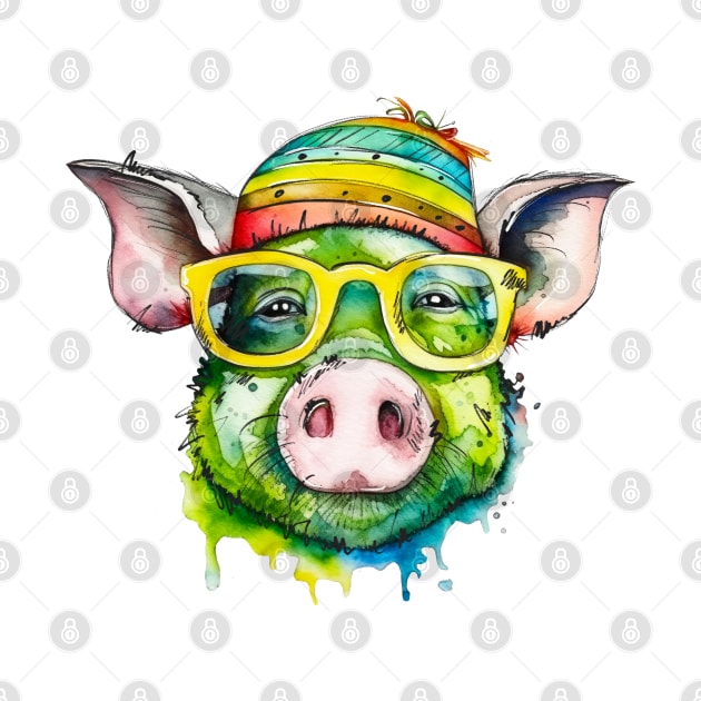 funny pig with glasses by HJstudioDesigns