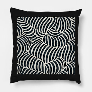 Black and White Abstract Stripe Swirl Design Pillow
