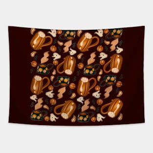 Pumpkin autumn pattern drawing Tapestry