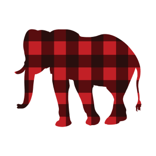 Red and Black Buffalo Plaid Elephant T-Shirt