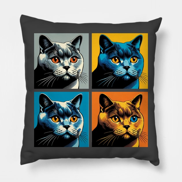 Chartreux Pop Art - Cat Lovers Pillow by PawPopArt