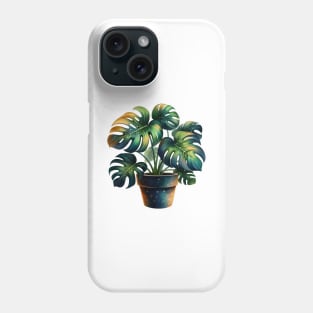 Watercolor monstera plant sticker Phone Case
