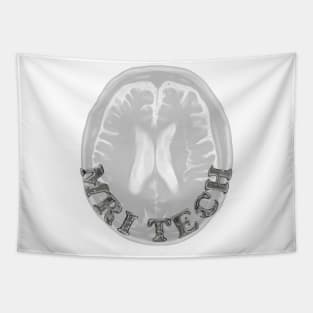 MRI Tech Metal Font with Brain White BG Tapestry