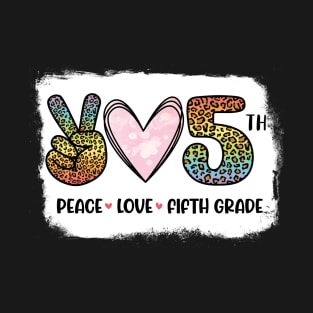 Victory Hand Hearts Peace Love 5th Grade Back To School Day T-Shirt