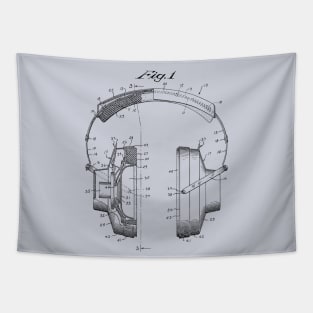 Vintage Headphones Patent Drawing Tapestry