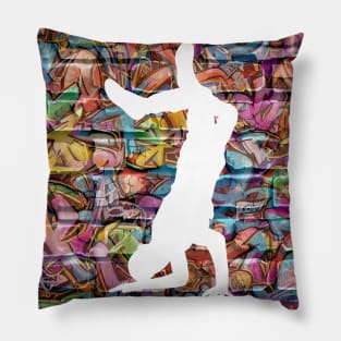 Break Dancer on Graffiti Background 14 Pillow