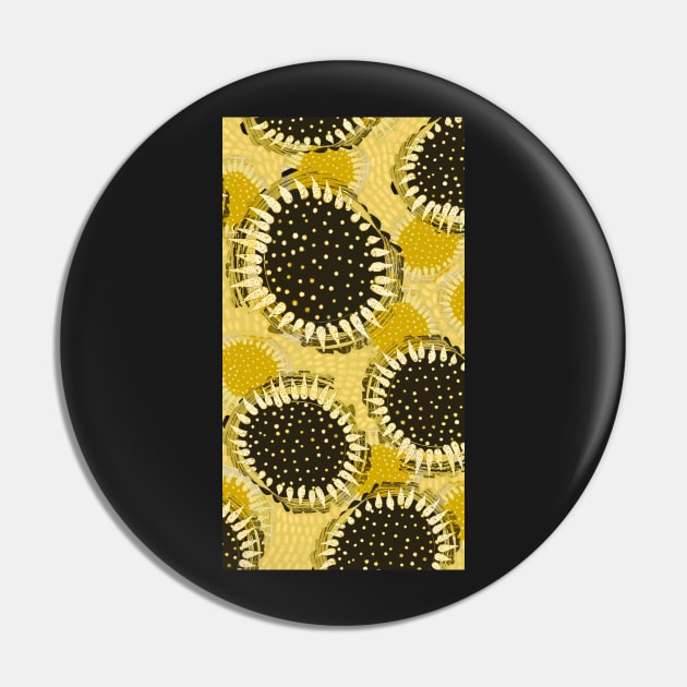 Sunnyflower | Bright Yellow and Black Sunflowers - Digitally Illustrated Abstract Flower Pattern for Home Decor, Clothing Fabric, Curtains, Bedding, Pillows, Upholstery, Phone Cases and Stationary Pin by cherdoodles