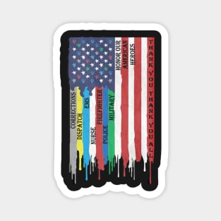 First Responders Thin Line Support Gifts: American Flag with Thin Line Design Magnet