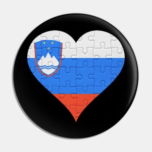 Slovenian Jigsaw Puzzle Heart Design - Gift for Slovenian With Slovenia Roots Pin