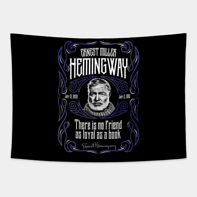 Ernest Hemingway Inspired Design Tapestry by HellwoodOutfitters