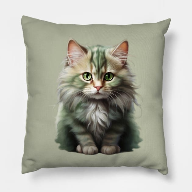 Cat with green eyes Pillow by roda star