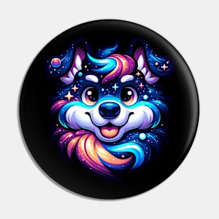 Bright Colorful Dog Face Dog Lover Pin