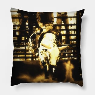 Bull Riding Rodeo Cowboy Rustic Country Western Pillow