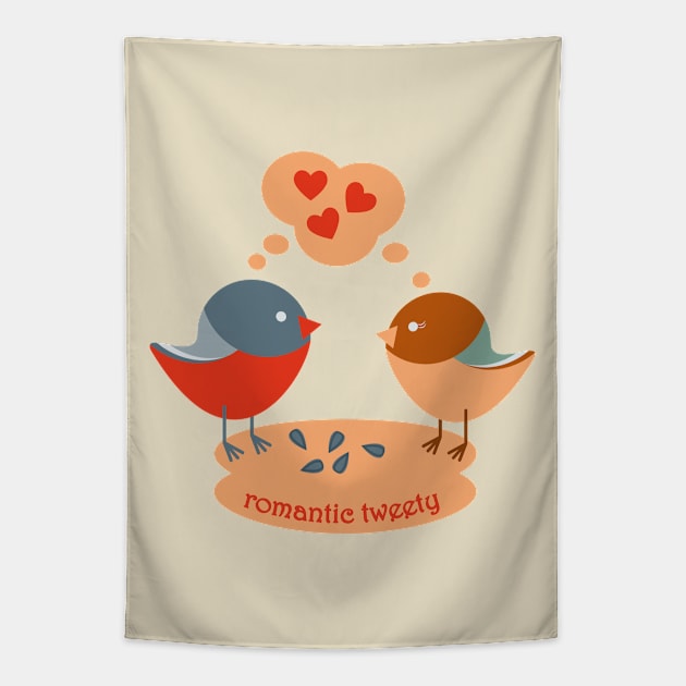 Two birds couple in Valentines Day Tapestry by Cute-Design