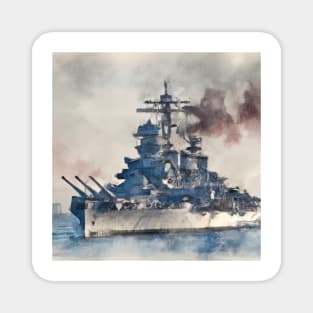 World War II Battleship Watercolor Magnet