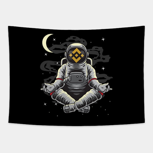 Astronaut Yoga Binance BNB Coin To The Moon Crypto Token Cryptocurrency Wallet Birthday Gift For Men Women Kids Tapestry by Thingking About