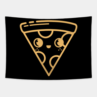 Kawaii Pizza Icon Yellow Tapestry