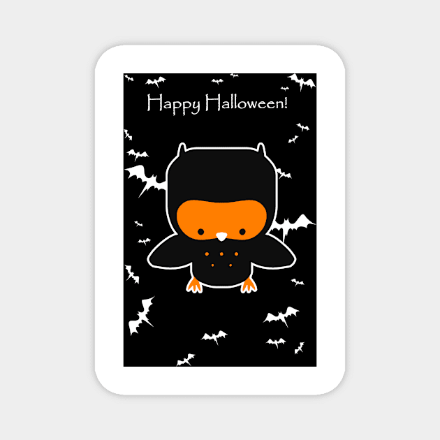 Happy Halloween - Black and Orange Owl Magnet by saradaboru