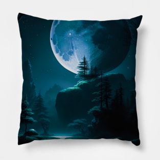 Moonrise in a Dark Forest Pillow