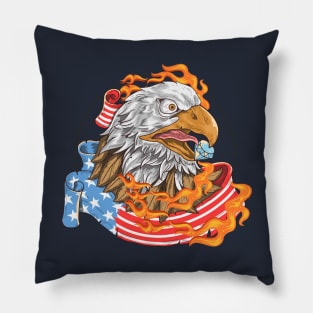 Usa Eagle Flag Fire Pillow