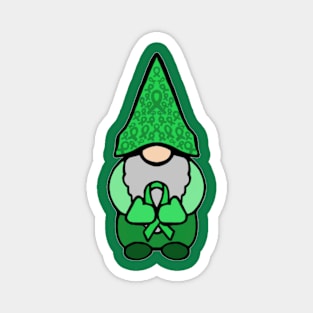 Gnome Holding Green Awareness Ribbon Magnet