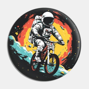 Cosmic Cyclist // Awesome Astronaut on a Bicycle in Outer Space alt Pin