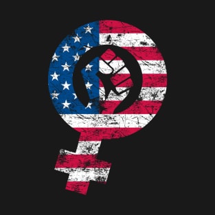 Feminim Symbol Feminist USA Flag Patriot T-Shirt