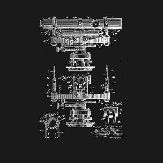 convertible builder's level and transit Vintage Patent Drawing by TheYoungDesigns
