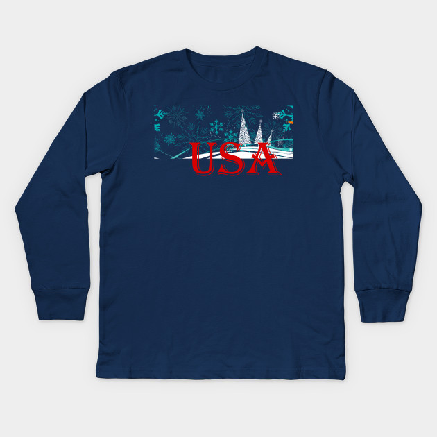 Frozen Winter Wonderland In Usa Usa Kids Long Sleeve T Shirt