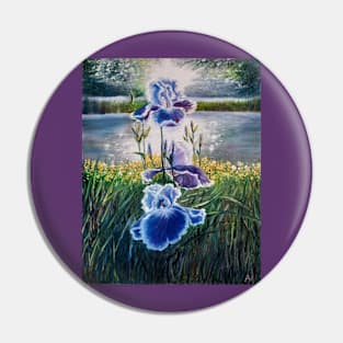 Irises in the rays of sunrise Pin