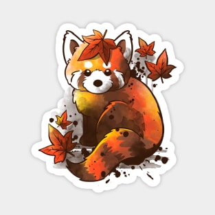 Red panda red leaves Magnet