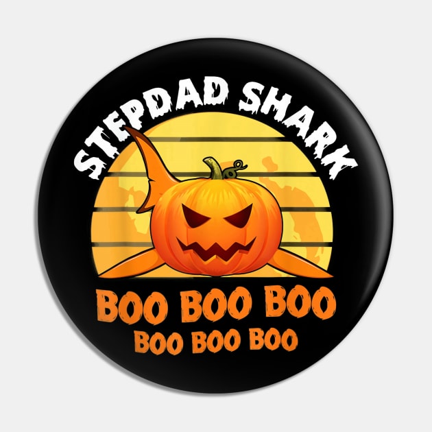 Mens Mens Stepdad Shark Boo Tshirt Pumpkin Halloween Gift Pin by schaefersialice