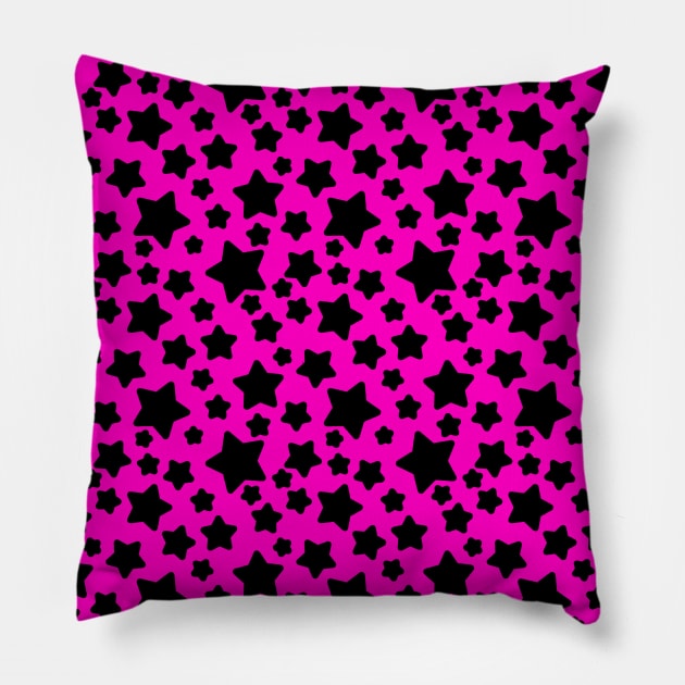 Black Purple Hot Pink Stars Pillow by saradaboru