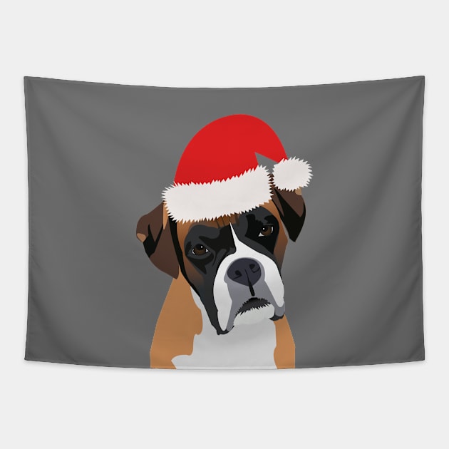 Christmas Boxer Dog Tapestry by KCPetPortraits