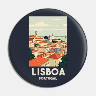 A Vintage Travel Art of Lisbon - Portugal Pin