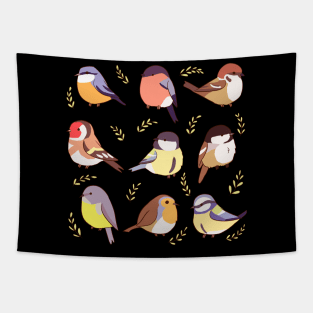 Cute European birds illustration Tapestry