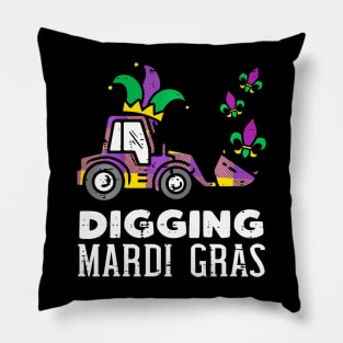 Kids Digging Mardi Gras Bulldozer Truck Cute Boys Pillow