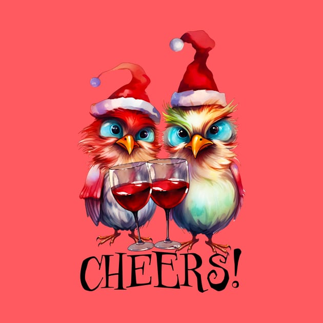 Cheers Funny Christmas Print by Designs by Ira