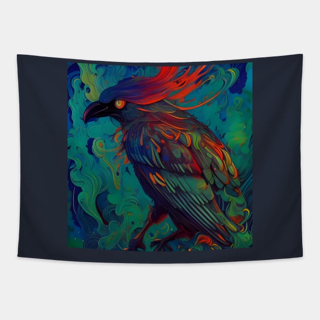 Flamed Feathered Crow Tapestry by Chance Two Designs