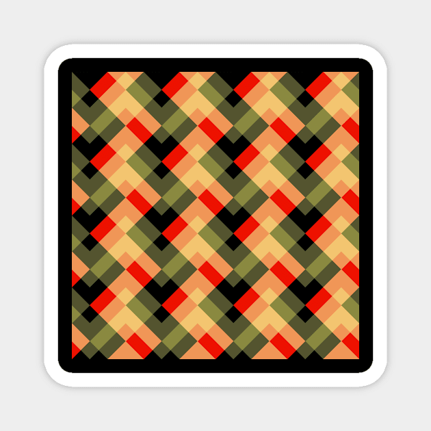 'Zagga’ - in Red, Salmon Pink, Sandy Yellow and shades of Khaki on a Black base Magnet by sleepingdogprod